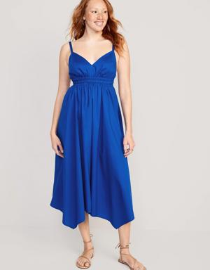Waist-Defined Sleeveless Smocked Maxi Dress for Women blue