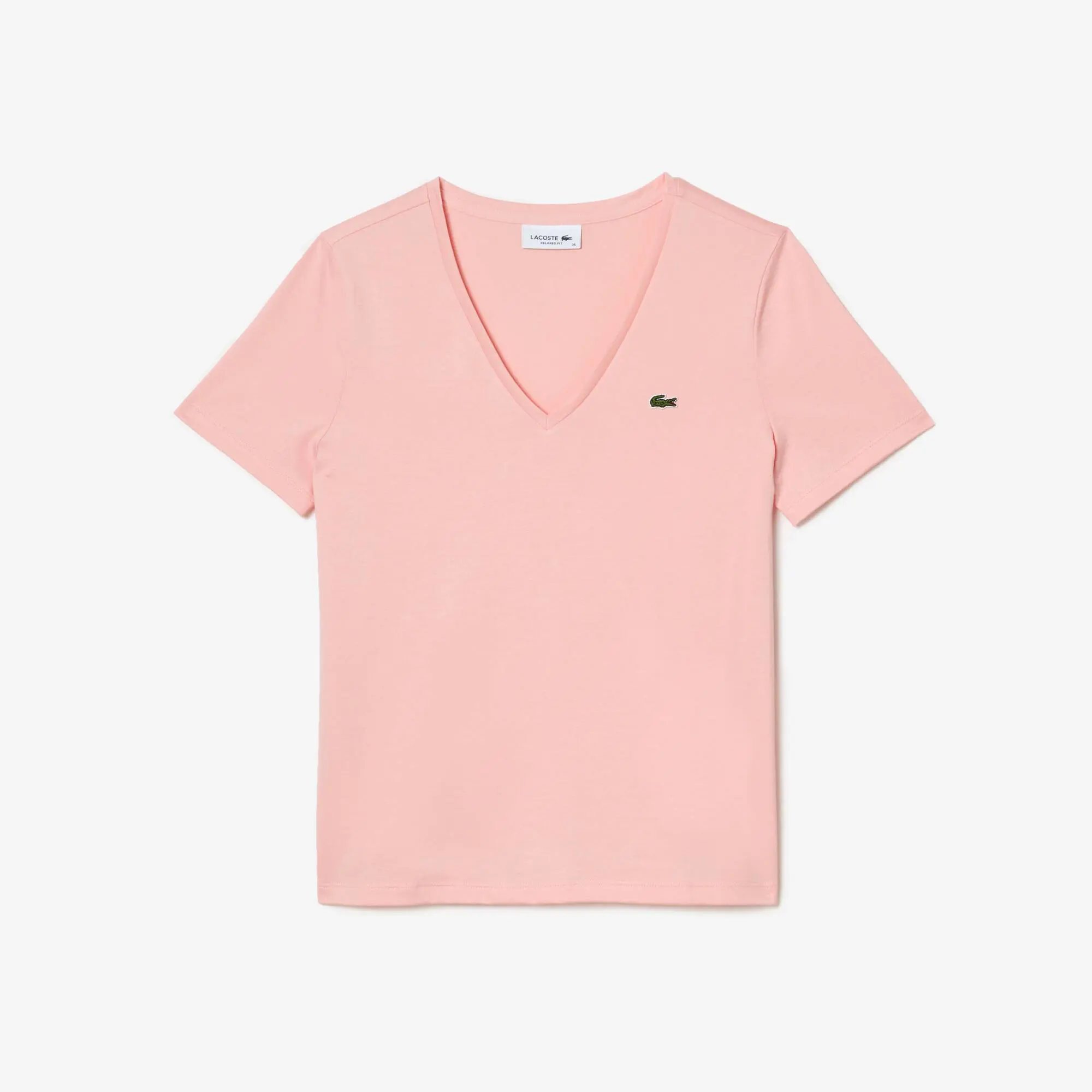 Lacoste T-shirt em algodão com corte largo e gola em bico para Mulher. 1 Lacoste T-shirt em algodão com corte largo e gola em bico para Mulher. 1