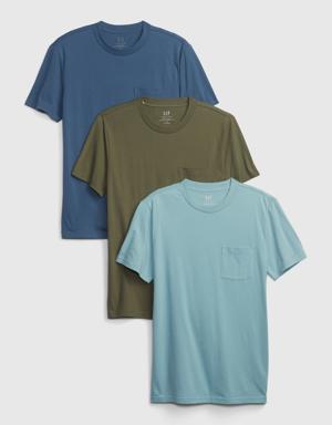 Gap 100% Organic Cotton Pocket T-Shirt (3-Pack) multi
