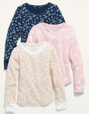 Old Navy Long-Sleeve Printed Thermal-Knit T-Shirt 3-Pack for Girls multi