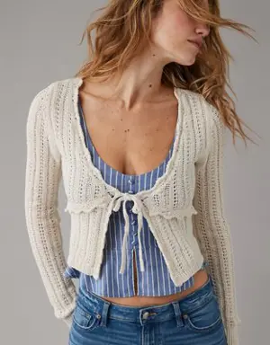 Crochet Tie-Front Cardigan