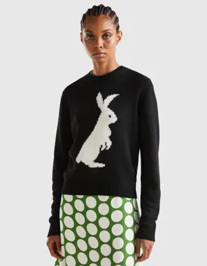 sweater with bunny inlay