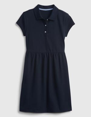 Kids Uniform Polo Dress blue