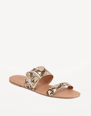 Old Navy Faux-Leather Double-Strap Metal-Hardware Sandals for Women multi