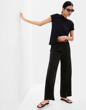 Towel Terry Wide Leg Pants black