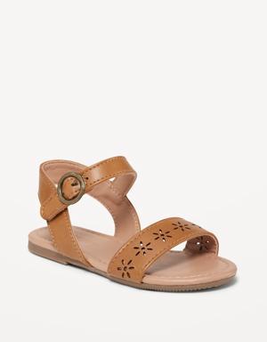 Faux-Leather Buckle Sandals for Toddler Girls brown