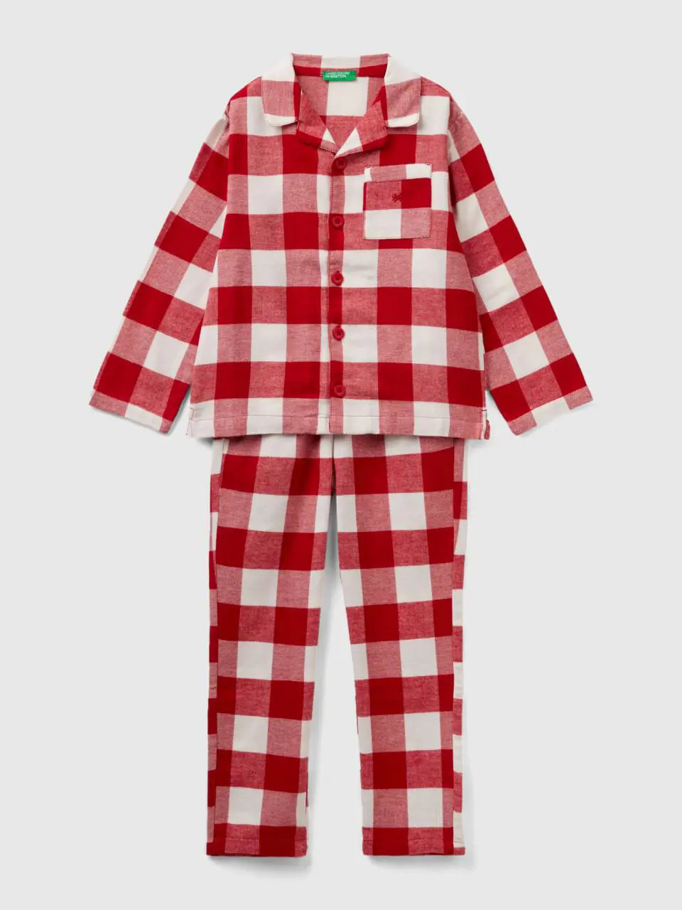 Benetton red and white check flannel pyjamas. 1