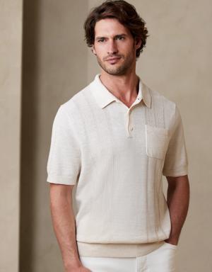 Giorgio Cotton-Linen Sweater Polo beige