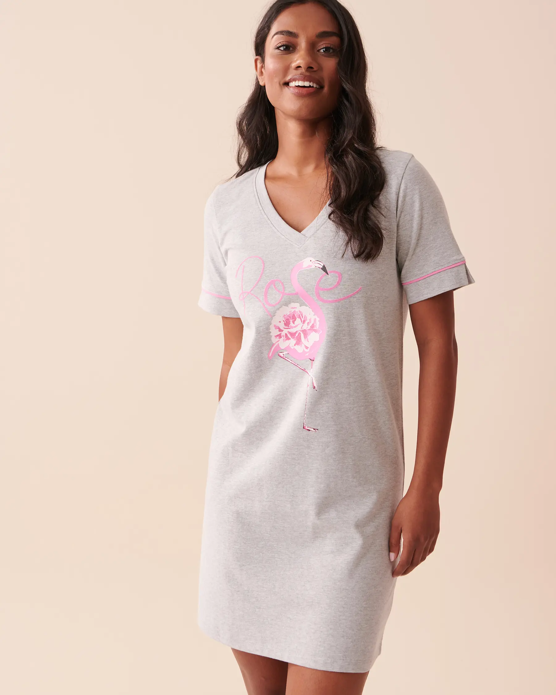 La Vie en Rose Cotton Pink Flamingo Sleepshirt. 1