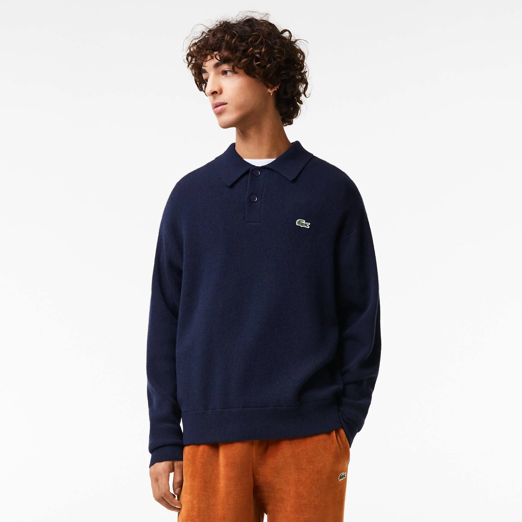 Lacoste Pull homme Lacoste relaxed fit col polo en laine. 1