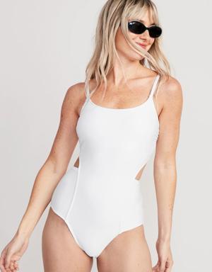 Cutout One-Piece Swimsuit for Women white