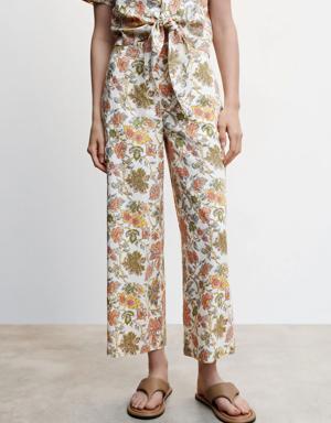 Linen floral culotte trousers