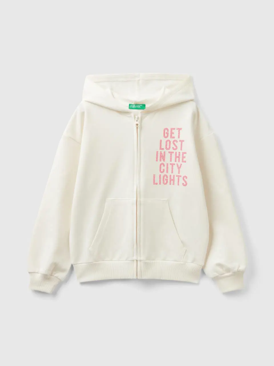 Benetton warm sweatshirt with hood and studs. 1