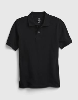 Kids Organic Cotton Uniform Polo Shirt black