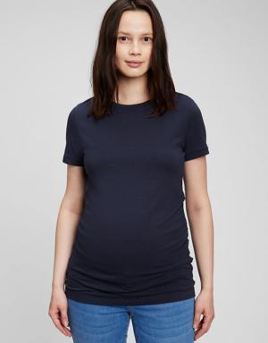 Maternity Cotton Vintage Crew T-Shirt blue