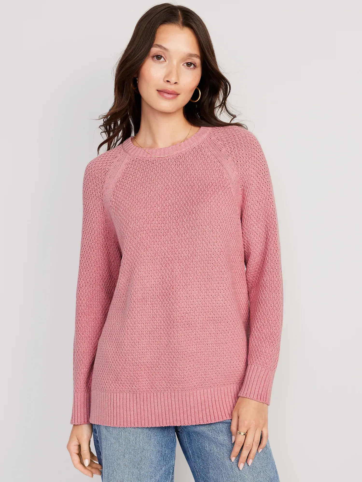 Old Navy Textured Pullover Tunic Sweater for Women pink. 1