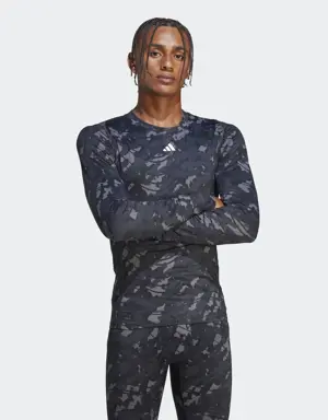 Adidas Techfit Allover Print Training Long-Sleeve Top. 2 Adidas Techfit Allover Print Training Long-Sleeve Top. 2