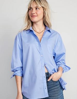 Oversized Poplin Boyfriend Shirt for Women purple