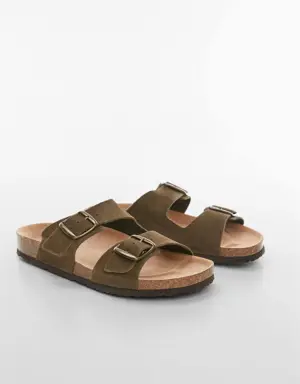 Split leather sandals with buckle