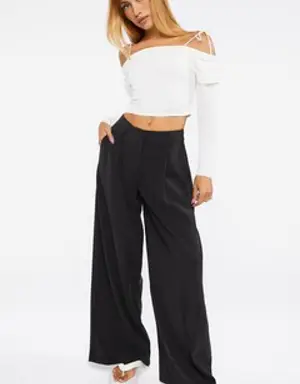 Forever 21 High Rise Wide Leg Pants Black