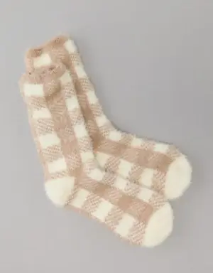 Fuzzy Buffalo Plaid Sock