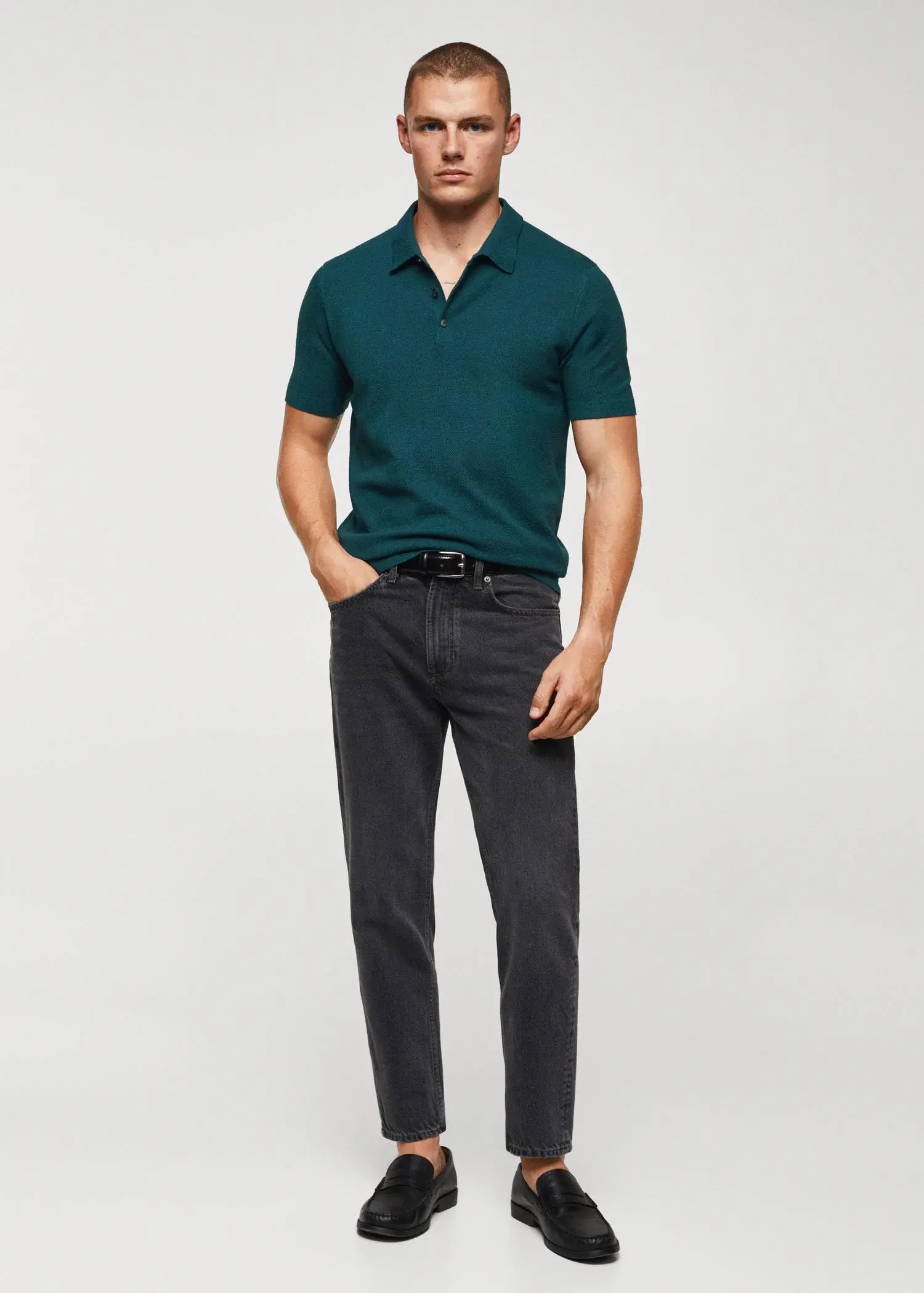 Mango Structured knit cotton polo. 2
