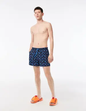 Lacoste Men’s Lacoste Recycled Polyester Print Swim Trunks