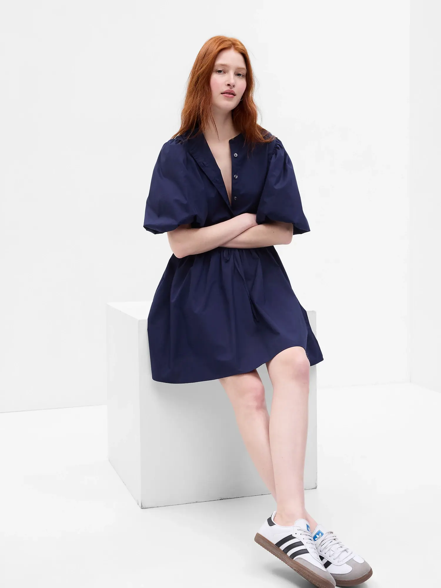 Gap Balloon Sleeve Mini Dress blue. 1