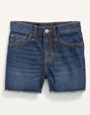 High-Waisted Frayed-Hem Jean Shorts for Girls blue