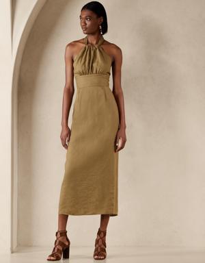 Lisa Linen Midi Dress brown