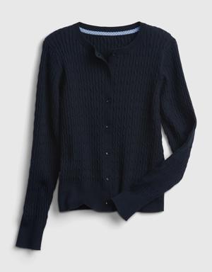 Kids Organic Cotton Uniform Cardigan blue