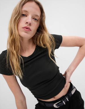 Mini Rib Cropped T-Shirt black