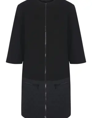 Quilt Detail Boxy Black Dress - 4 / BLACK