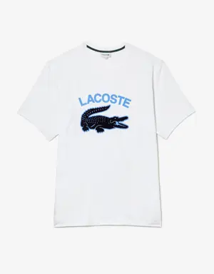 Herren LACOSTE T-Shirt aus Baumwoll-Jersey mit Krokodilprint – Übergröße