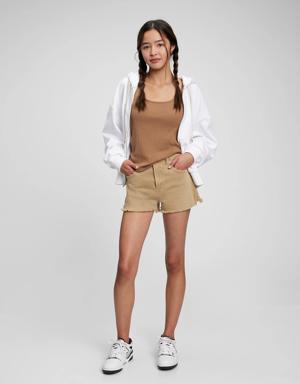 Teen Sky High Rise Khaki Shorts beige