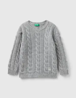 cable knit sweater in wool blend