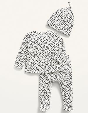 Unisex 3-Piece Kimono Top, Pants & Beanie Layette Set for Baby multi