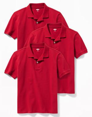 School Uniform Polo Shirt 3-Pack for Boys red