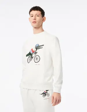 Lacoste Sweatshirt com estampado de felpa de algodão orgânico Lacoste x Netflix para homem