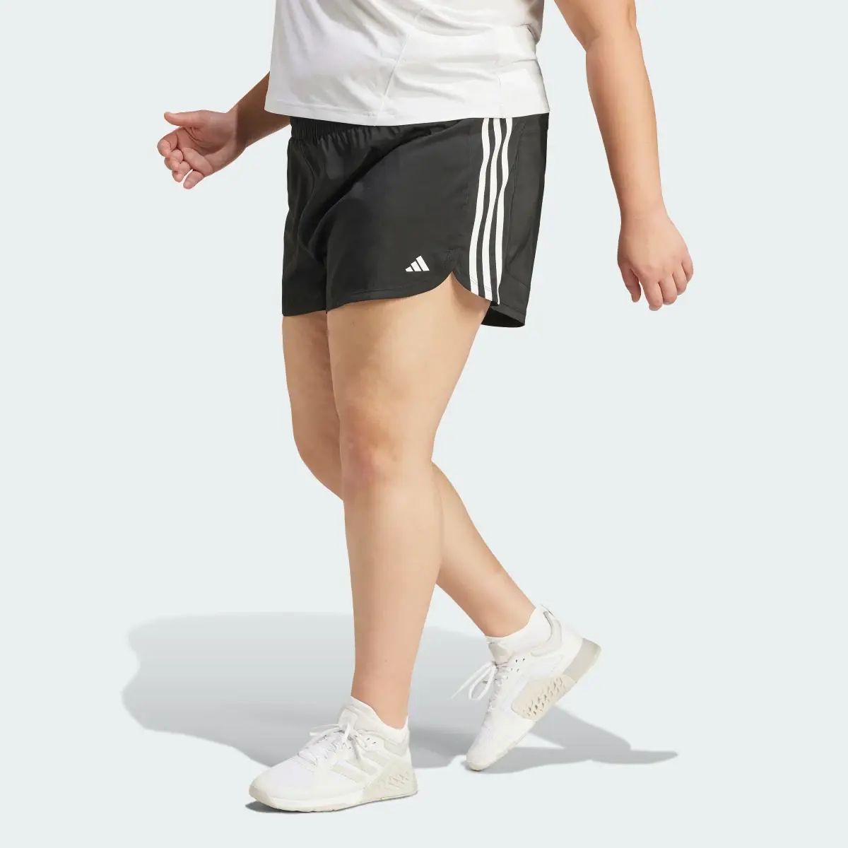 Adidas Pacer Training 3-Stripes Woven High-Rise Shorts (Plus Size). 1