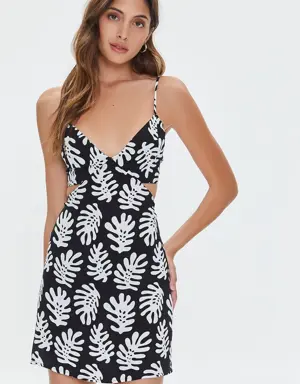 Forever 21 Tropical Leaf Print Mini Dress Black/Multi