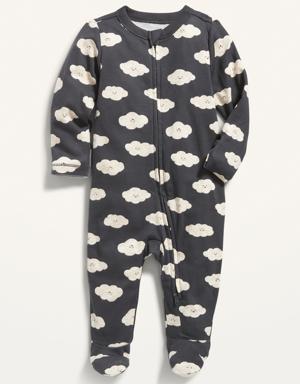 Unisex Cloud-Print Sleep & Play Footed One-Piece for Baby gray