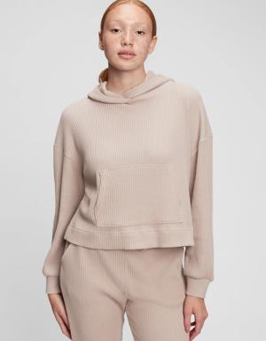 Waffle-Knit Hoodie beige