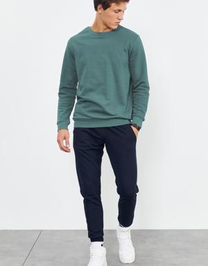 Mint Yeşili Basic O Yaka Rahat Form Erkek Sweatshirt - 88053