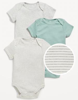 Unisex Short-Sleeve Bodysuit 3-Pack for Baby blue