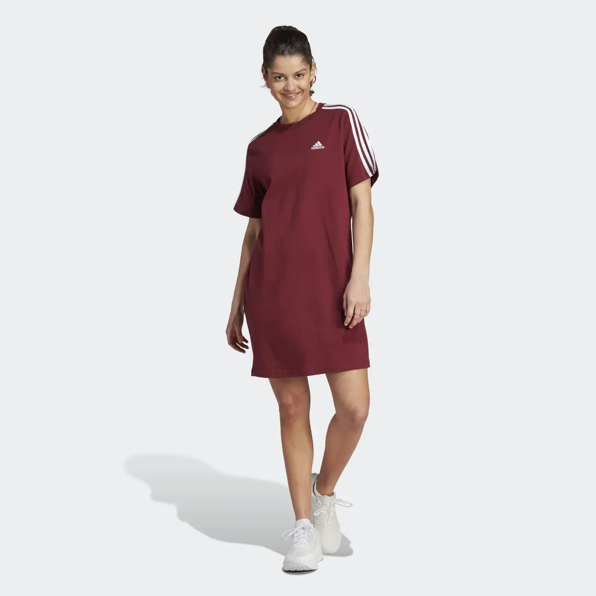 Adidas Essentials 3-Stripes Single Jersey Boyfriend Tee Dress. 2