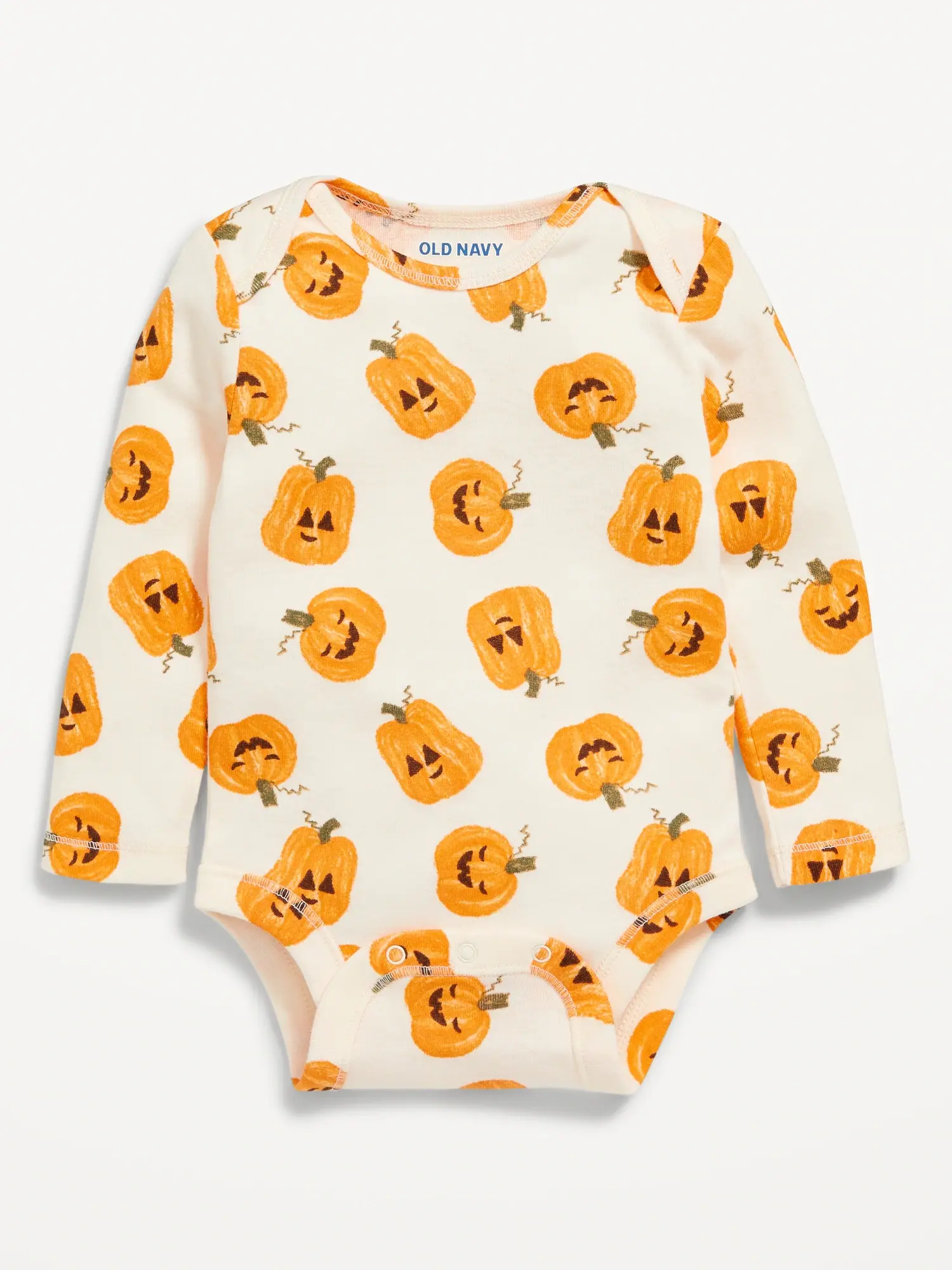 Old Navy Unisex Long-Sleeve Printed Bodysuit for Baby orange. 1