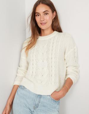 Cable-Knit Sweater for Women white