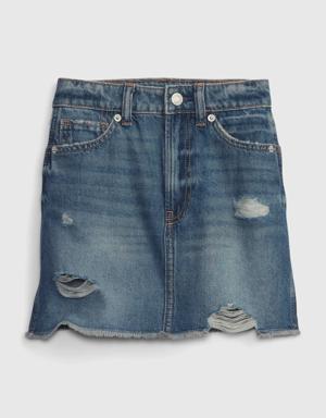 Kids High Rise Denim Skirt blue