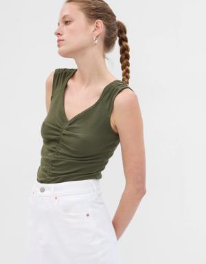 Gap Modern Ruched Tank Top green